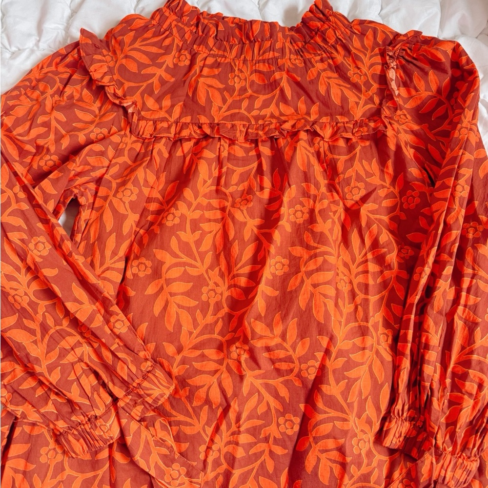 Orange Floral Long Sleeve Olivia James The Label Dress